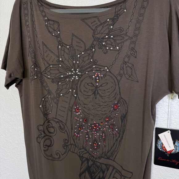 Key Closet Top Women Small Tunic Owl Key Mini Dress Swarovski Crystal Rhinestone - Picture 4 of 7